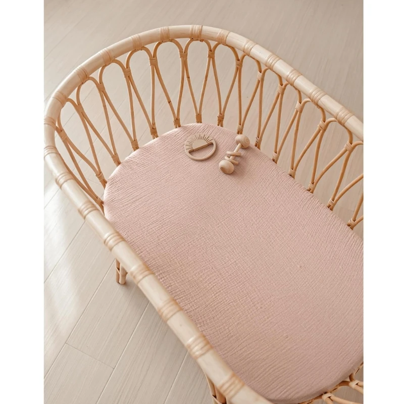 Sábana bajera ajustable para bebé, ropa cama cómoda para cochecito, lavable a máquina, colchón Moisés ovalado y 1 ud./2