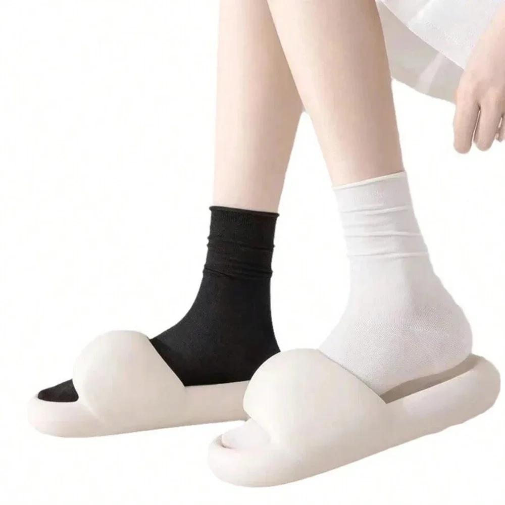 10 pares de calcetines de longitud media para mujer, calcetines informales transpirables, suaves, cómodos, ligeros, versátiles, a la moda, en blanco y negro, colores sólidos
