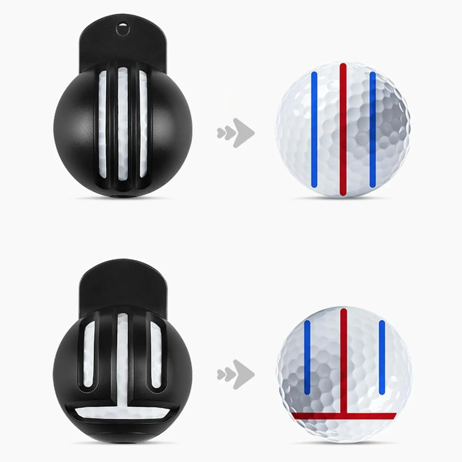 Fade-Resistant Golf Ball Liner, Advanced Design Ball Marking Tool | 1 Alignment Tool with 2 Golf Ball Stamp Markers, Golf Ball