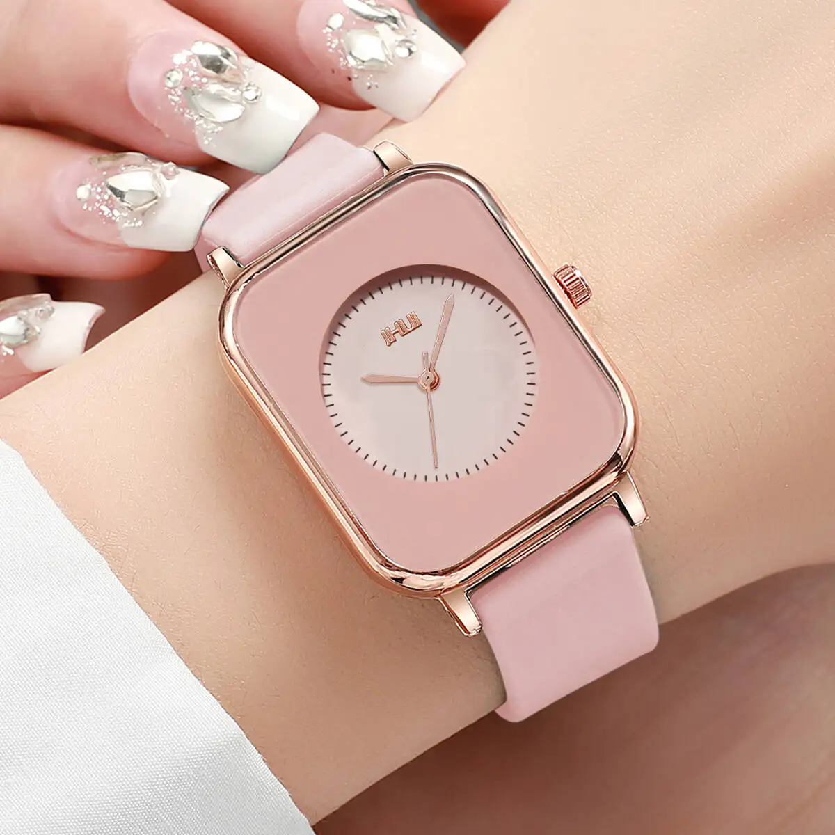 Moda retângulo feminino relógios casual banda de silicone relógio esportivo reloj mujer meninas relógio presente