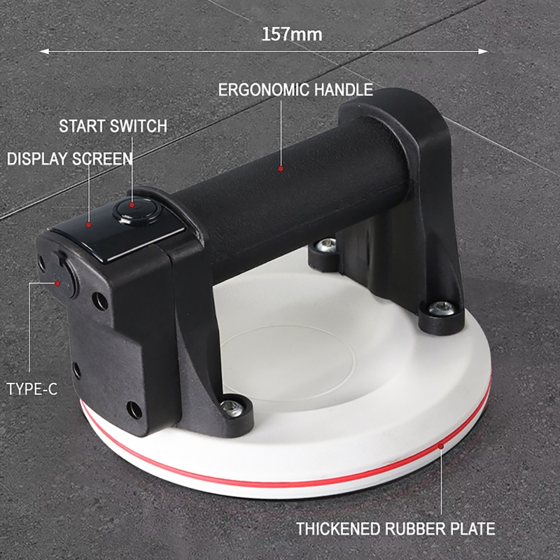 Ventosa elétrica com display digital de 6 polegadas, início com um clique, bomba de ar a vácuo, força 200kg, ferramenta de manuseio de ventosa de telha de vidro
