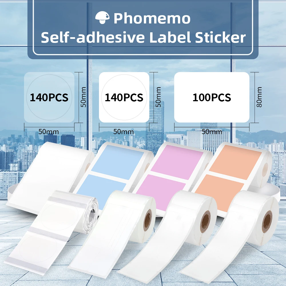 Phommemo M110/M200/M220 etichetta autoadesiva multiuso in carta termica quadrata per etichetta con codice a barre, Logo fai da te, etichetta in barattolo