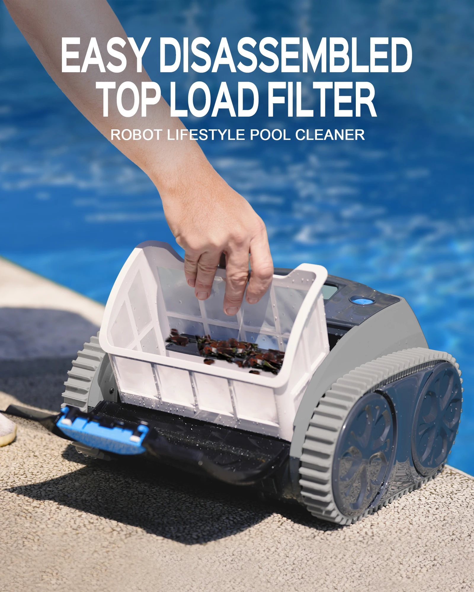 Limpiador de piscinas, Robot inalámbrico con aplicación subacuática, batería de 3312max y 15000mAh, planificación de ruta, autobraciado para área de 120m2