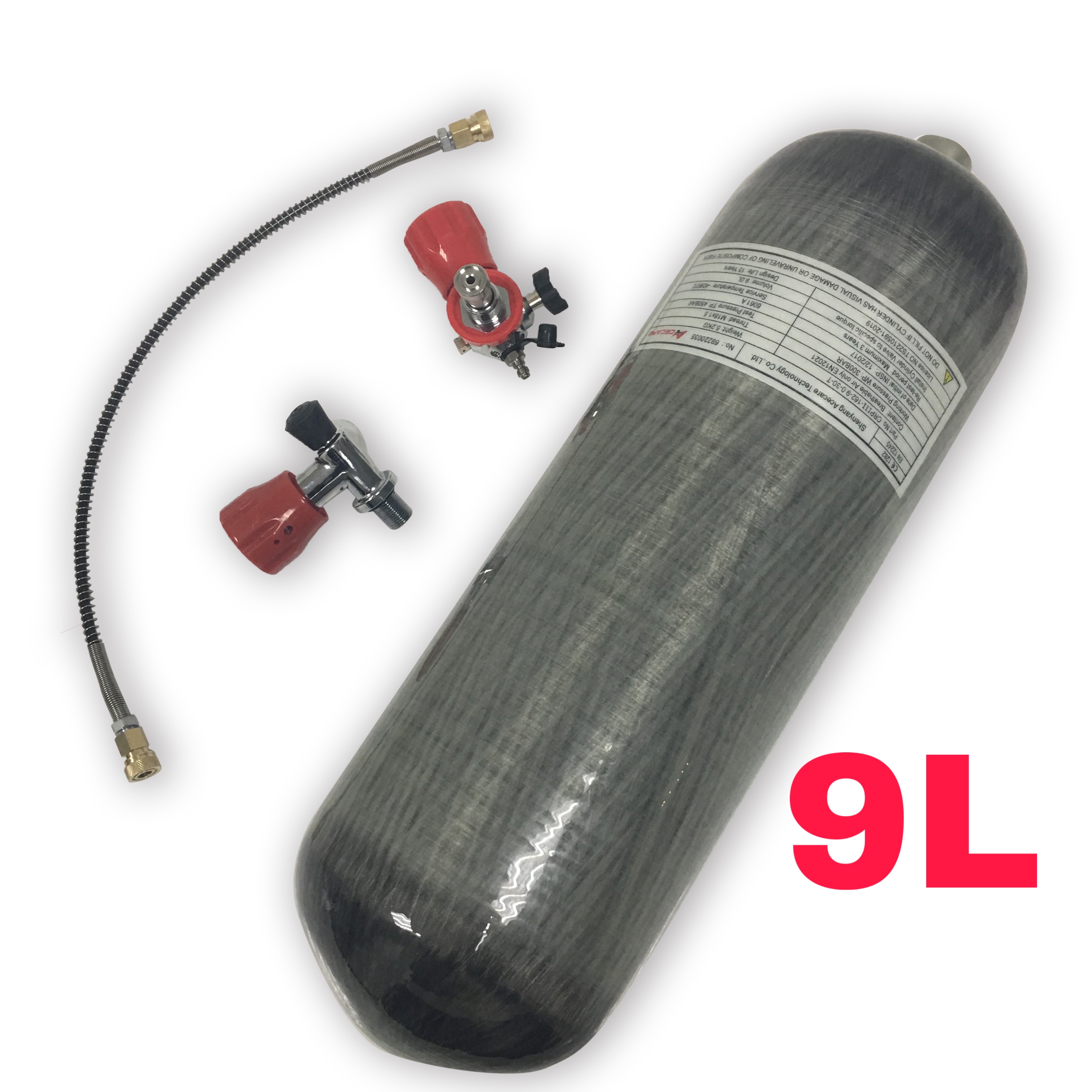 Acecare-バルブ詰め替えステーション付きスキューバダイビングタンクボトル、ceカーボンファイバー、3l、6.8l、9l、30mpa、300bar、4500psi、m18 x 1.5