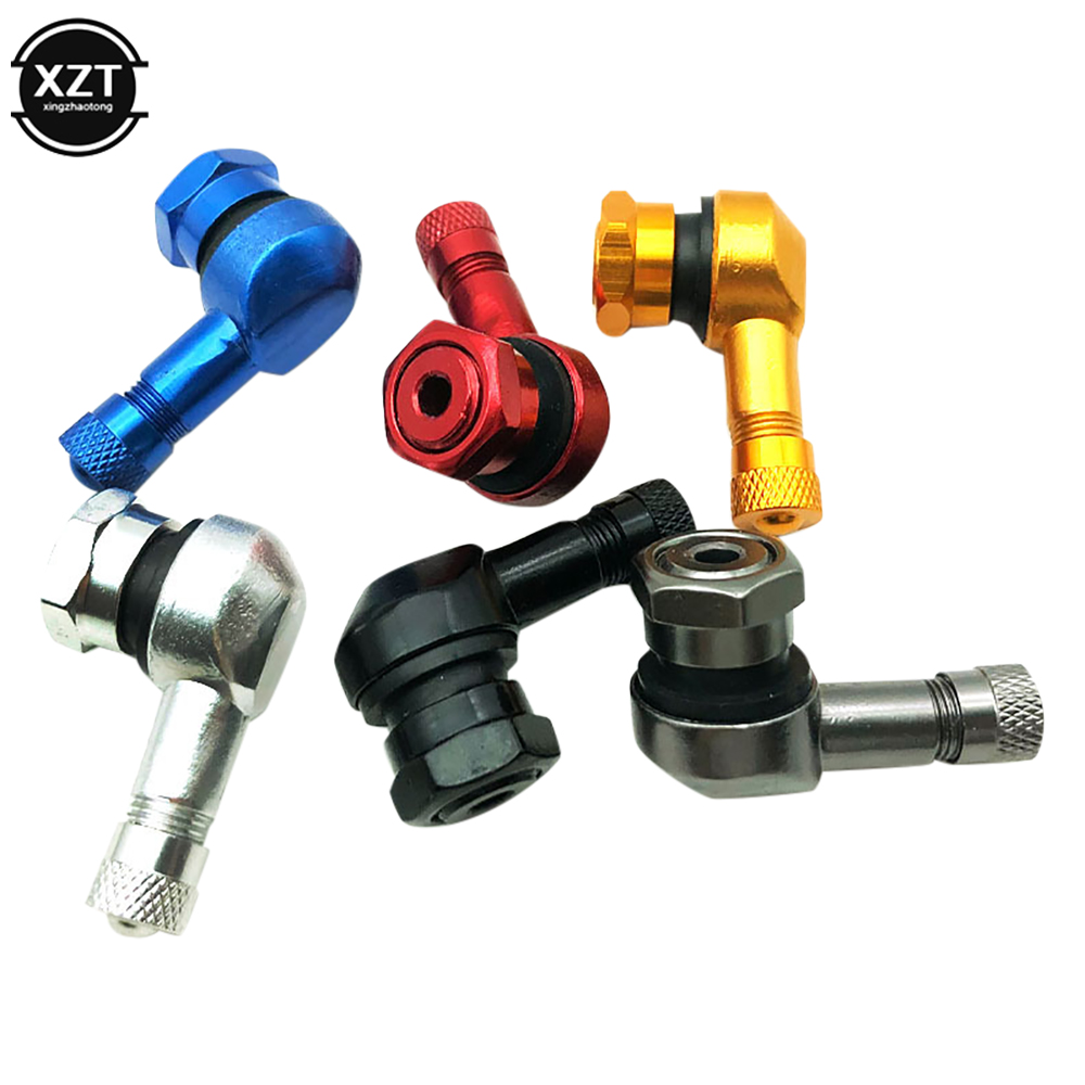 Válvula de aleación de aluminio para llanta de motocicleta, ángulo de 90 grados, vástagos de válvula sin cámara para llanta, piezas de rueda, 1 Uds.