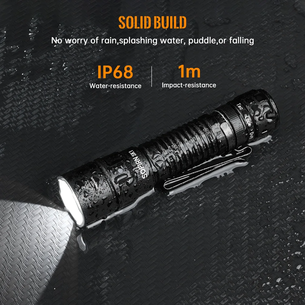 Sofirn SK1 SFT25R LED Tactical Flashlight 18650 Rechargeable 1300LM Powerful Torch With Rotary Switch