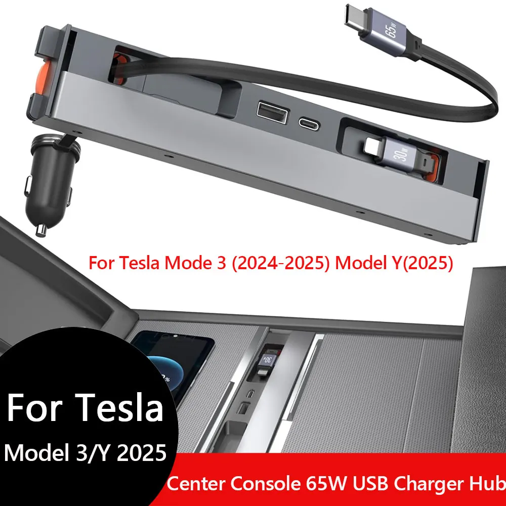 Para tesla modelo y juniper 2025 console central retrátil hub usb modelo 3 carregador de telefone highland estação de carregamento rápido