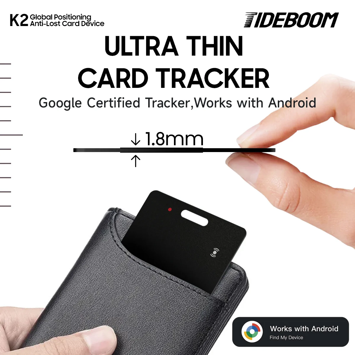 Портативный кошелек-трекер, 1 шт., Bluetooth-трекер для Android Key Finder, локатор для домашних животных, работает с приложением Google Find My Device