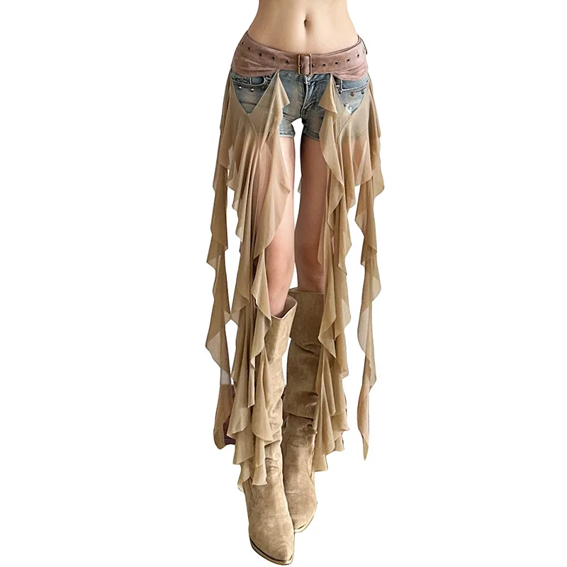 2025  summer cross-border new ins style fashion casual trend irregular versatile streamer waist seal women's clothing
