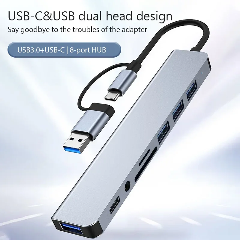 Xiaomiスマートフォン/タブレット用8in1 USB Cエキスパンダーハブ Type-Cスプリッター マルチポートアダプタードック USB 3.0 4K DisplayPort対応