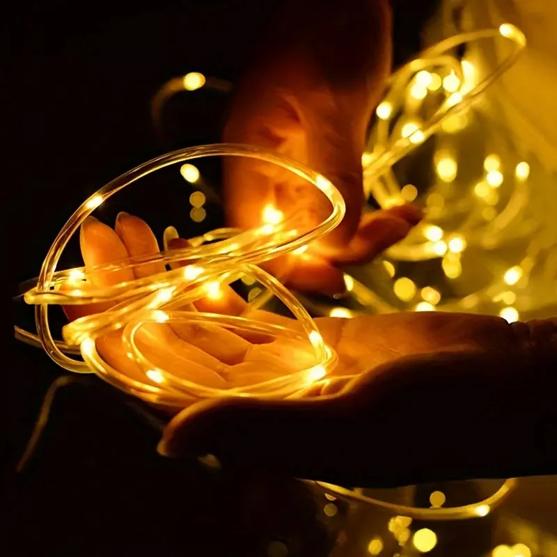 7 M/12 M กลางแจ้งพลังงานแสงอาทิตย์ LED หลอดเชือก String Light สวนกันน้ํา Strip สําหรับตกแต่งคริสต์มาสงานแต่งงานรั้วโคมไฟ Fairy