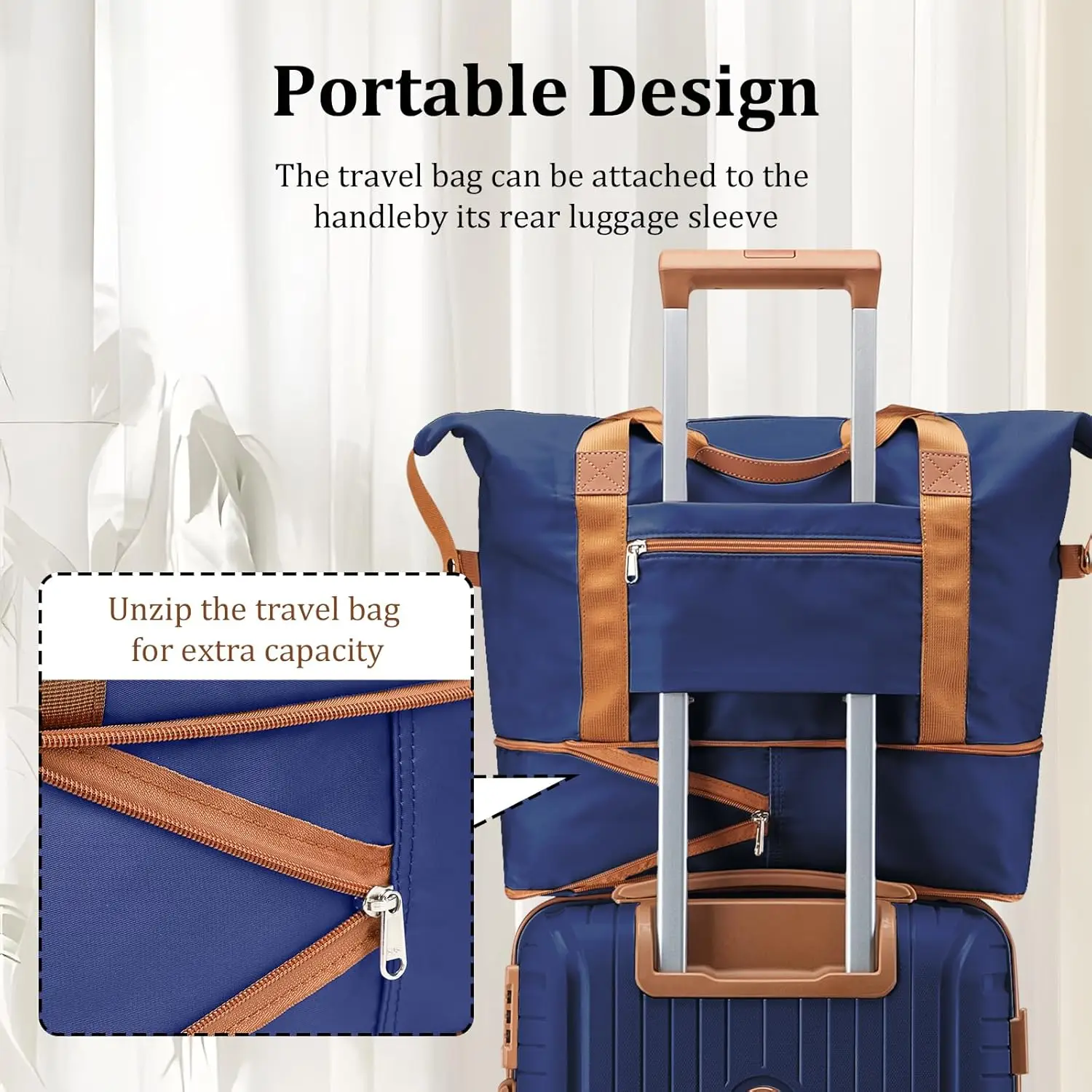 Conjunto de bagagem de viagem Joyway de 6 peças, mala resistente e durável com bolsa de lona expansível à prova d'água e bolsa de higiene pessoal, trava TSA