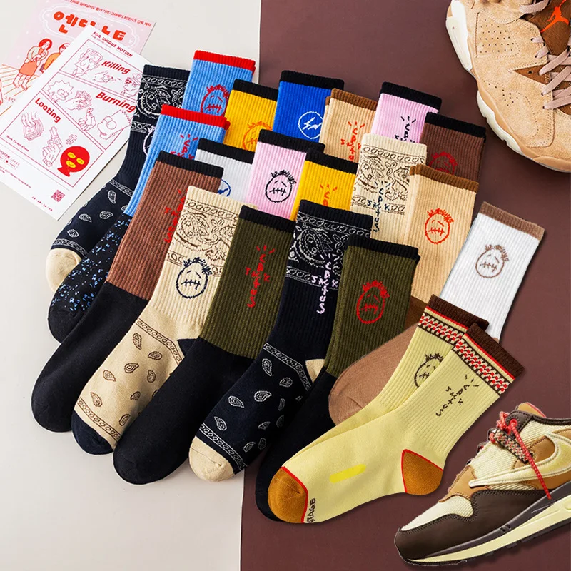 Nuevos calcetines para hombre hip-hop street skateboard Cactus Jack Skate Crew calcetines moda negro divertido regalos para hombre calcetín