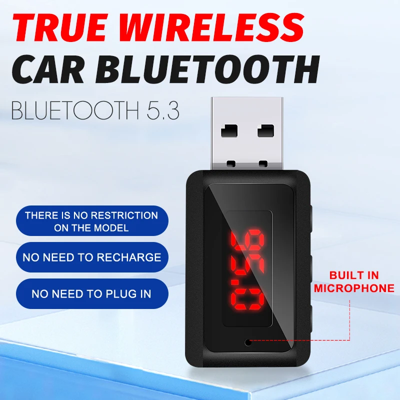 VAORLO-transmisor FM Bluetooth 5,3 para coche, adaptador de Audio inalámbrico USB con micrófono, llamadas manos libres, música para Audio de coche