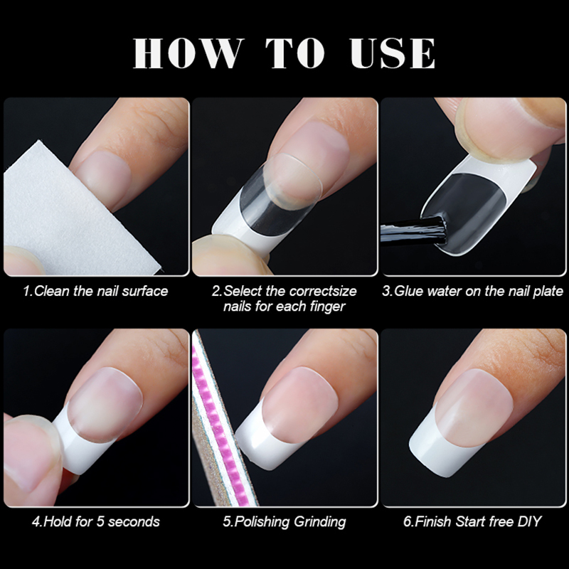 120 pçs estilo francês imprensa em unhas longo quadrado cobertura completa unhas falsas artificial dicas da arte do prego cápsulas ferramentas de extensão