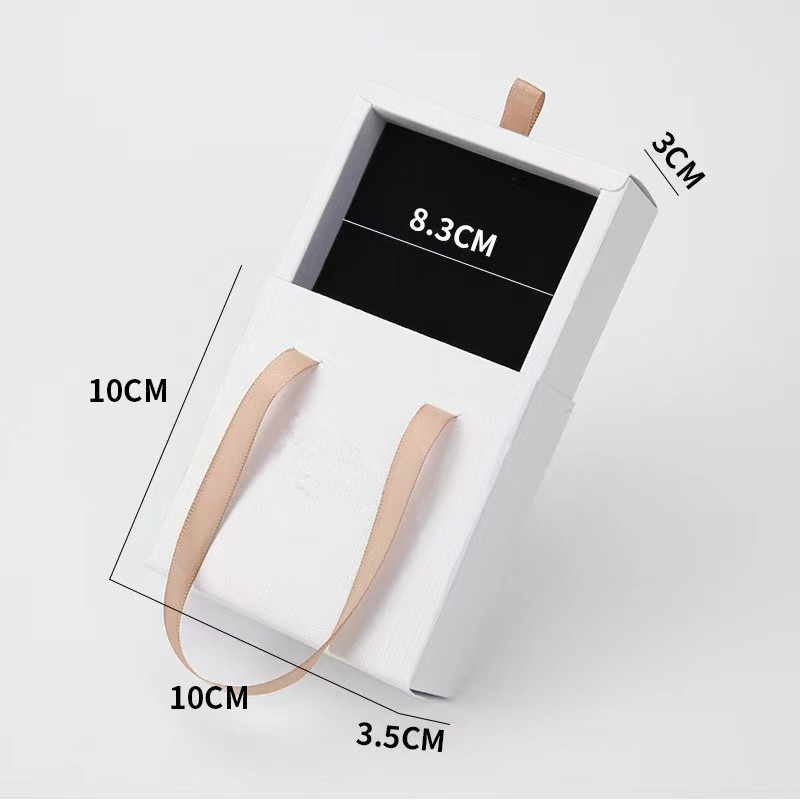 Handheld Jewelry Packaging Box Wearing Armor Ring Earring Necklace Storage Gift Box Paper Pull-out Drawer Jewelry Box Wholesale