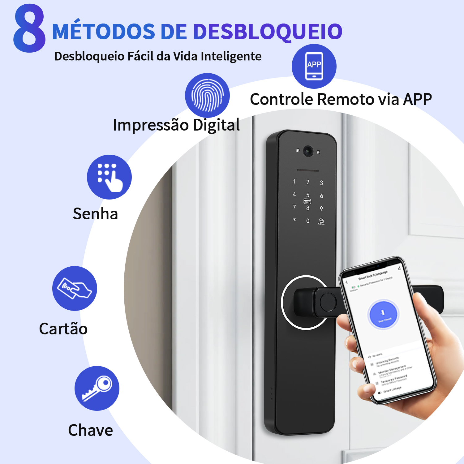 Do Brasil câmera fechadura eletrônica digital tuya wifi fechadura porta inteligente biométrica sem chave