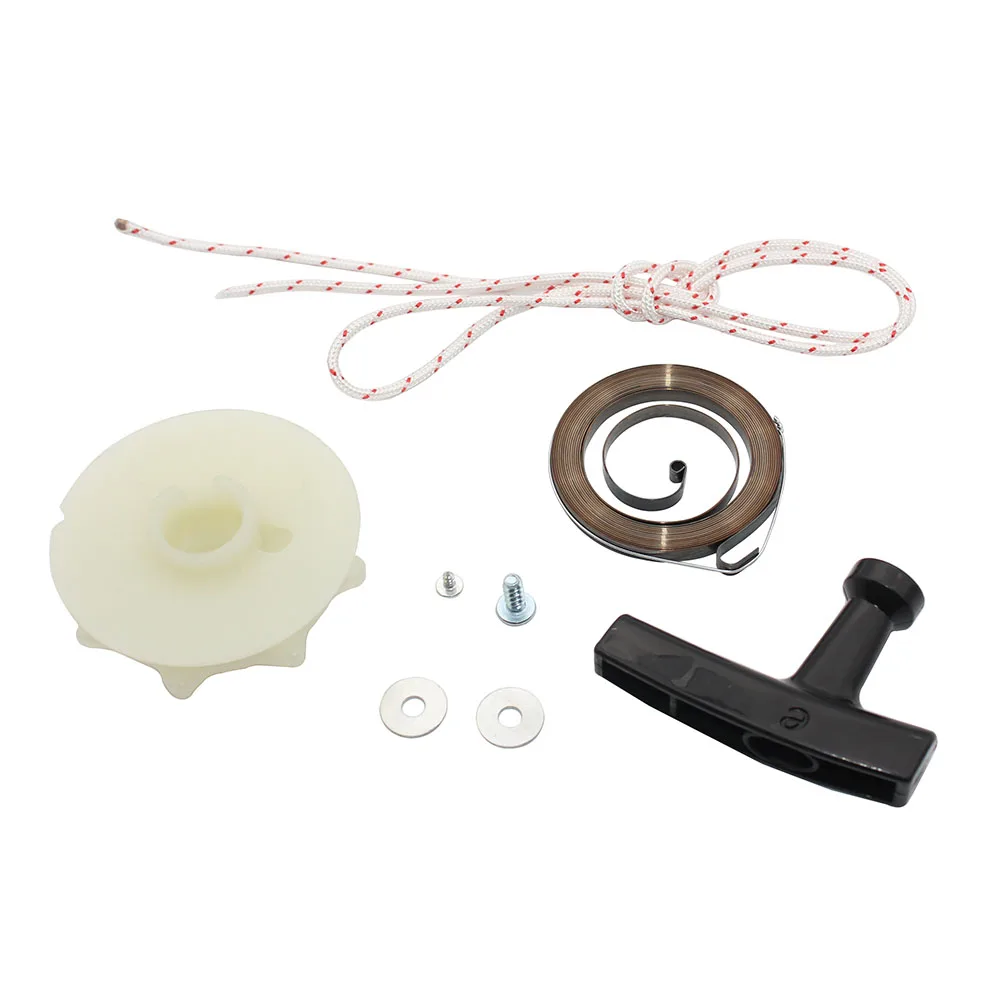 Recoil Spring + Starter Pulley + Starter Handle + Rope Kit untuk Partner 352 352 Chrome P352 Chrome 370 370CCS 371 P371XT Chrome 390 401
