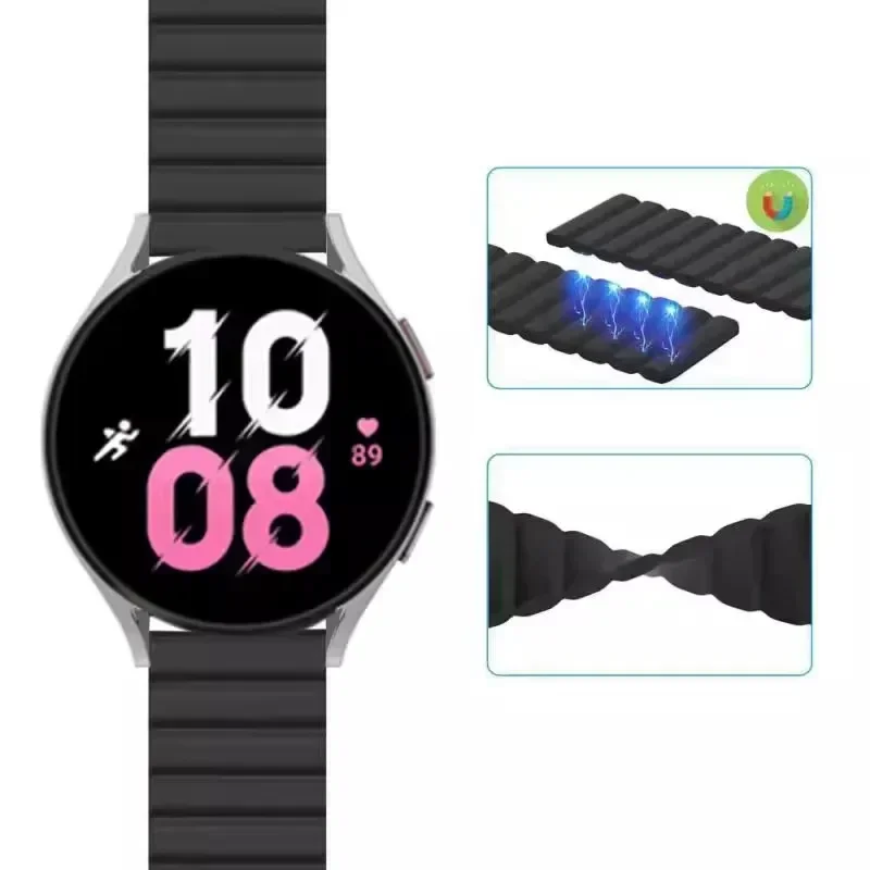 Cinturino ad anello magnetico in silicone da 20mm 22mm per Samsung Galaxy watch 6/4/5 pro/3/active 2 braccialetto amazfit HUAWEI orologio GT 2e 3 band