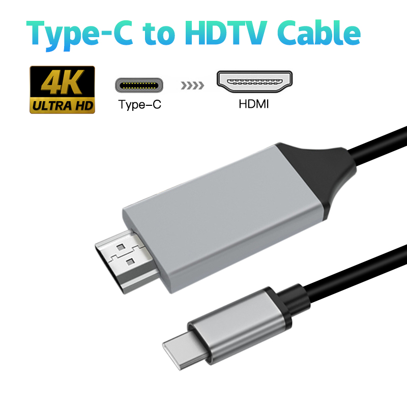 Typ C auf HDTV USB 3.1 auf HDTV-kompatibles Adapterkabel Typ C auf HDTV 30 Hz 4K USB C-Kabelverlängerungsadapter für MacBook PC-Monitor