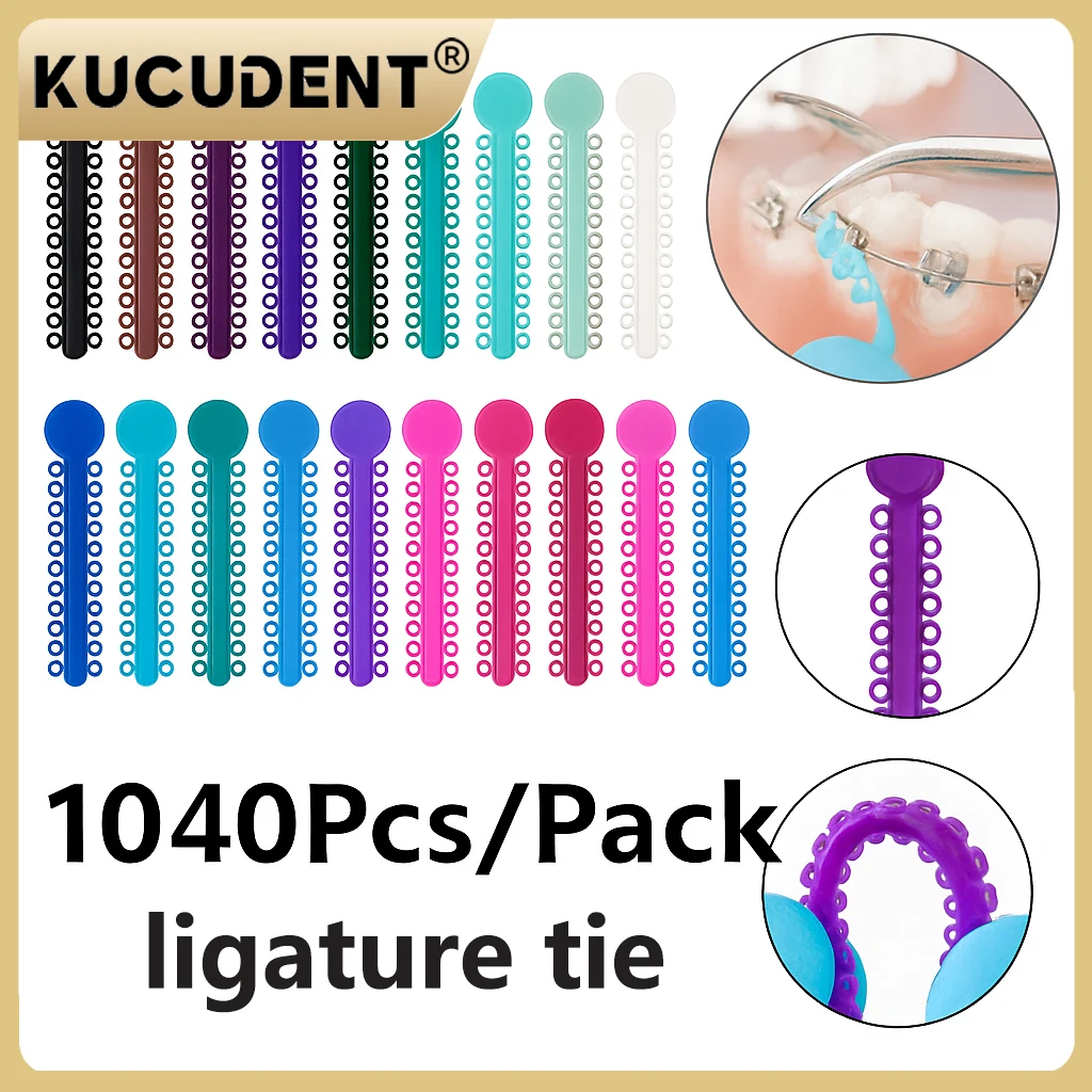 1040 pces/1 pacote dental ortodôntico ligadura elástica laços 40 varas faixas coloridas para suportes cintas tratamento ortodôntico