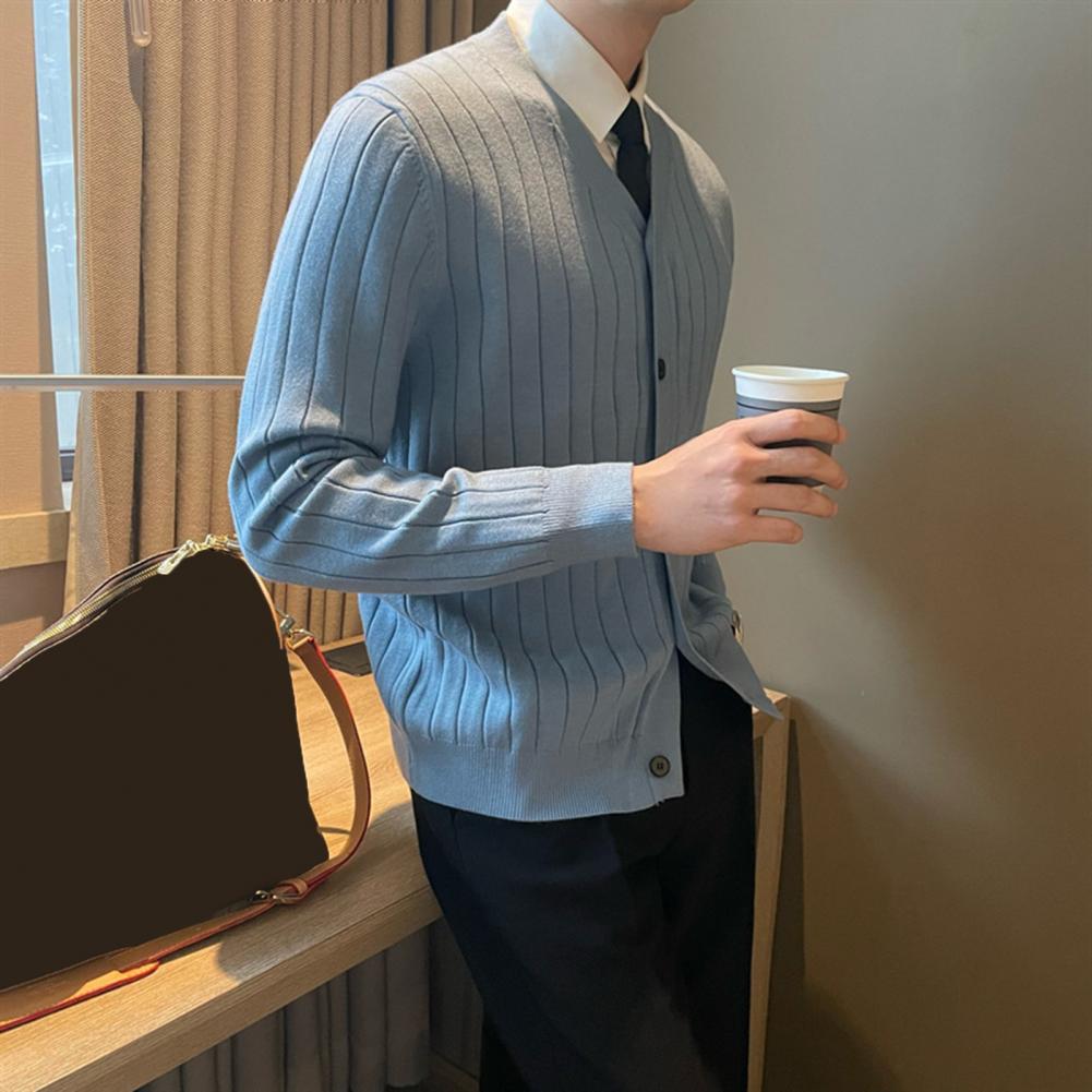 Strickjacke mit V-Ausschnitt, Herren-Strickjacke mit V-Ausschnitt, dicker, warmer, winddichter Mantel für Herbst und Winter, lässige Alltagskleidung