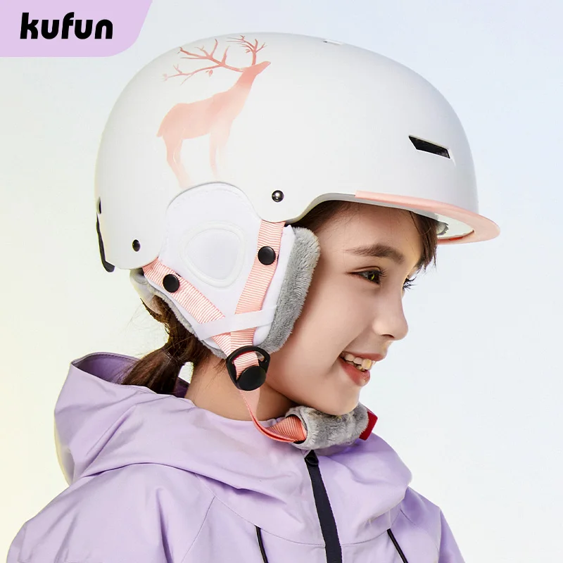 KUFUN スキーヘルメットスノースポーツスノーボードスキースケートボードスケートかわいい動物女性男性大人子供冬の安全子供