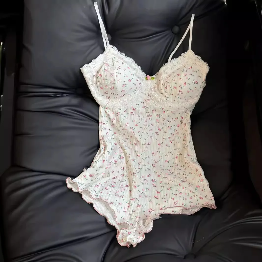 Body Sexy con estampado Floral para mujer, sin mangas, ajustado, leotardo, mono de verano, pelele, ropa interior Sexy, lencería para dormir