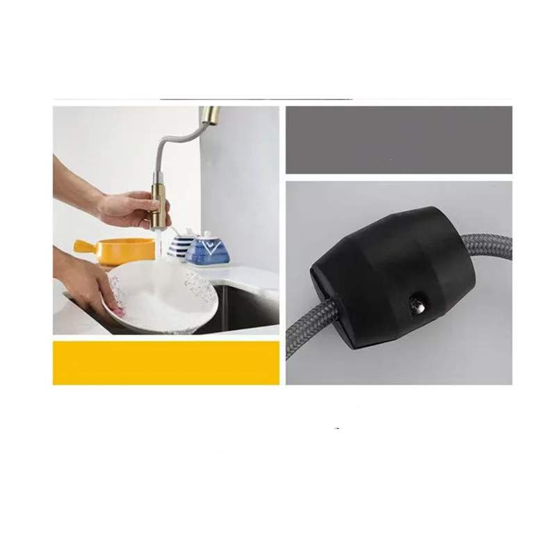 Robinet de cuisine noir Flexible extractible, buse 2 Modes, mitigeur d'eau chaude et froide, pulvérisateur monté sur le pont et robinets à flux SUS 304