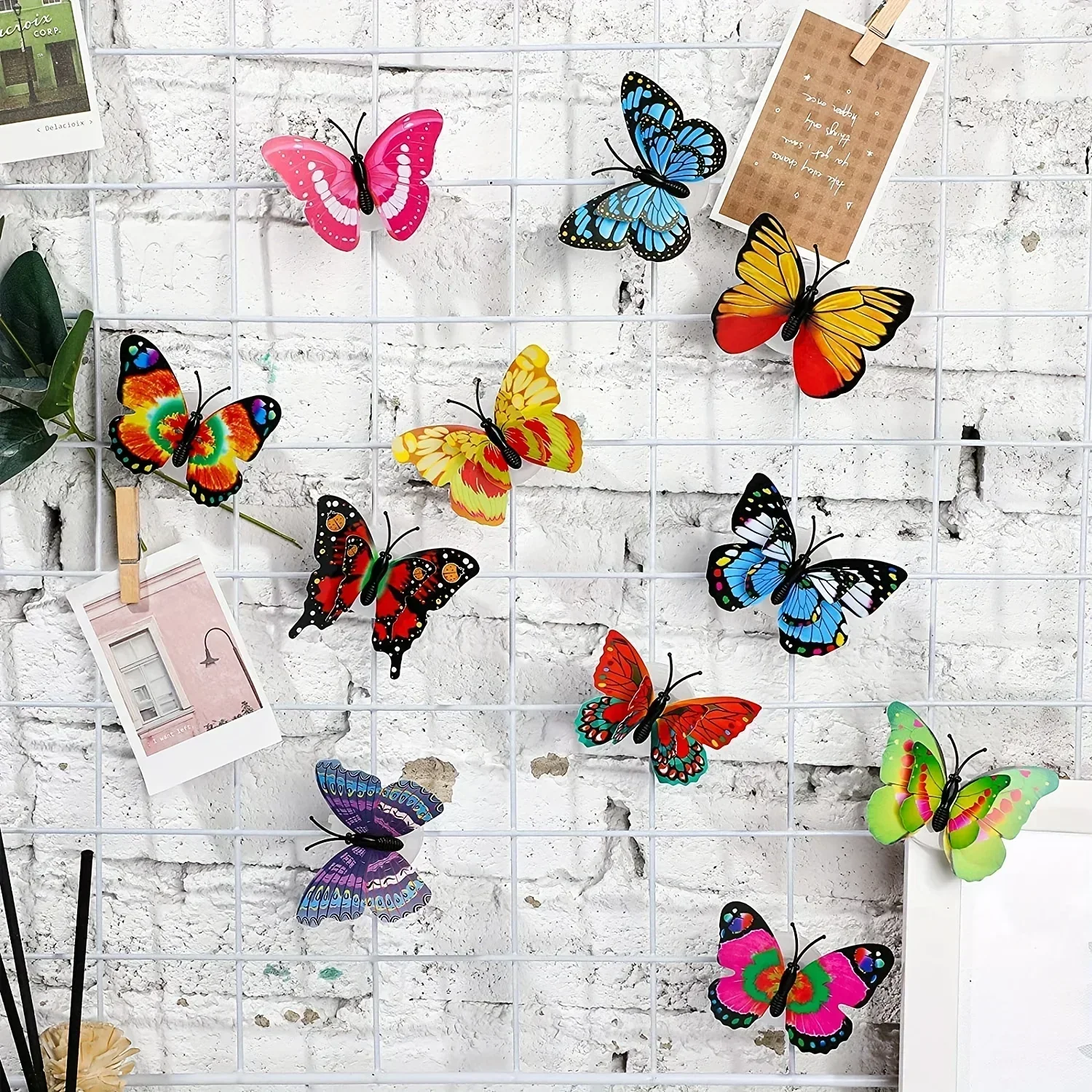 20 adesivi per luce notturna con decorazione a farfalla a LED 3D, lampada da parete singola e doppia per feste festive in giardino, cortile, prato