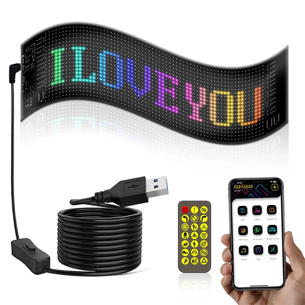 Ultradun zacht flexibel reclamelicht Smart Bluetooth LED-scherm Bericht scrollend bord voor winkelautodisplay