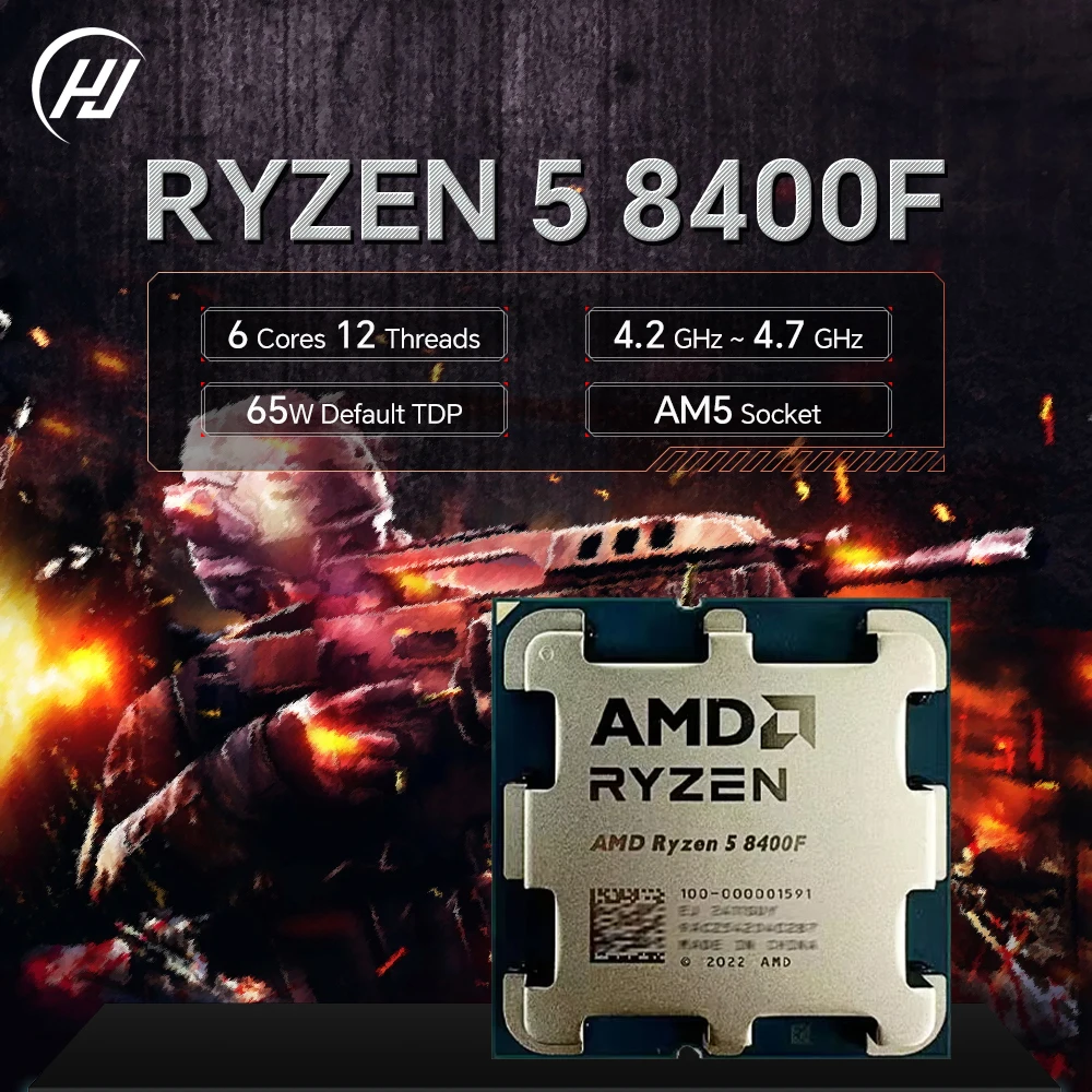 New AMD R5 8400F Ryzen 5 8400F 6 Cores 12 Threads 4.2GHz Desktop computer processor with AM5 Socket CPU