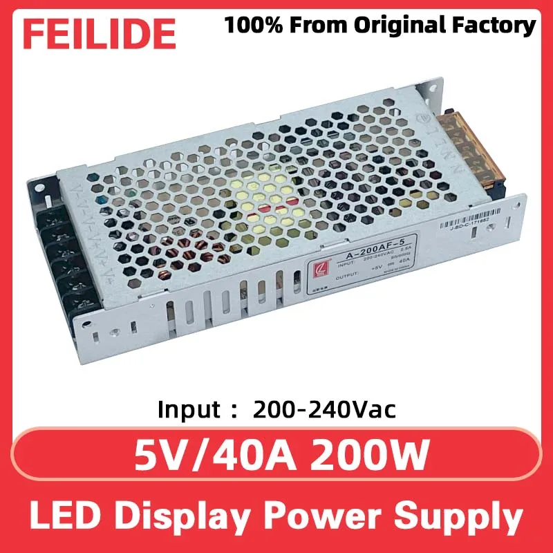 Fonte de alimentação de sinalização digital led, display led interno e externo 5v 40a 200w tela eletrônica colorida 200/240v fonte de alimentação