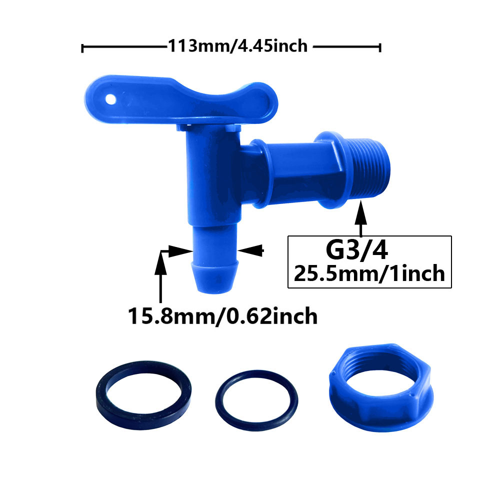 Adaptador de grifo de tanque IBC de 3/4 ", rosca gruesa S60 a conector de manguera de 5/8 ", accesorios de válvulas, tanques de agua de jardín, reemplazo de grifo