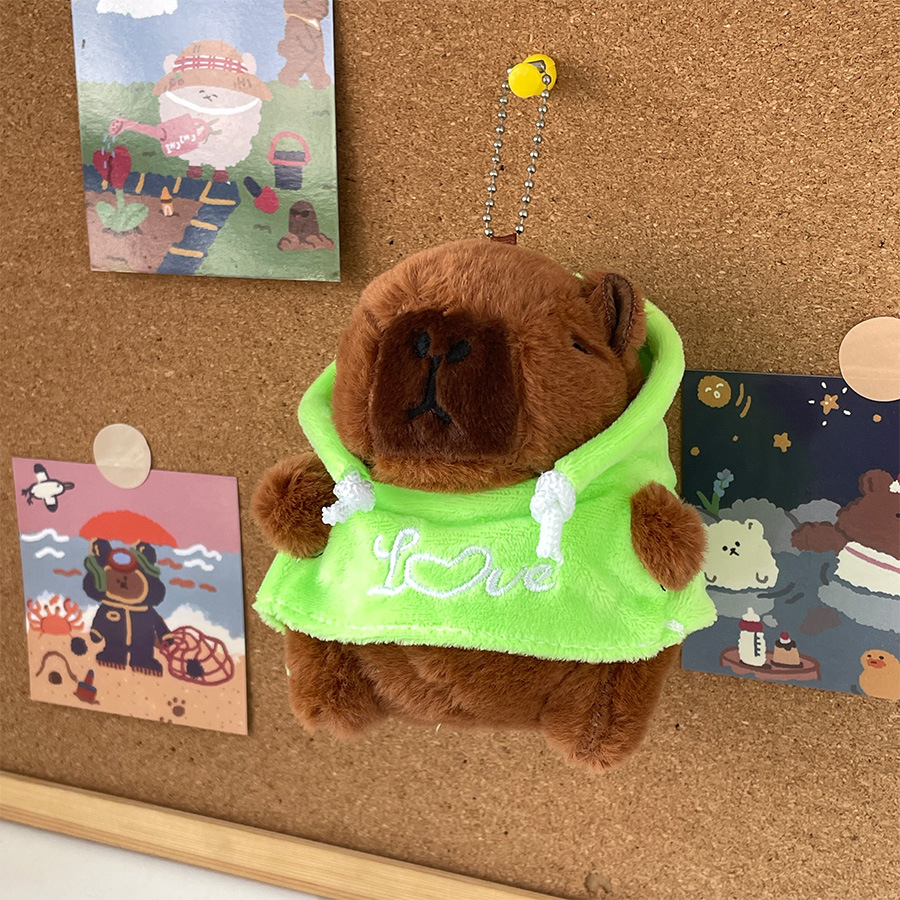 LLavero de felpa Kawaii Kapibala, colgante de capybara de dibujos animados, muñeco de peluche, adorno de mesa, colgante de coche, 2 piezas