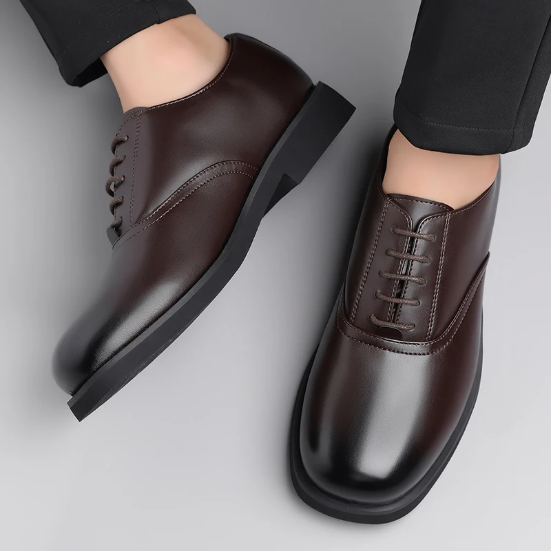 Sepatu kulit mewah pria Gaya minimalis klasik Inggris Sepatu kerja bisnis kantor setelan pesta Dewasa sepatu terlaris