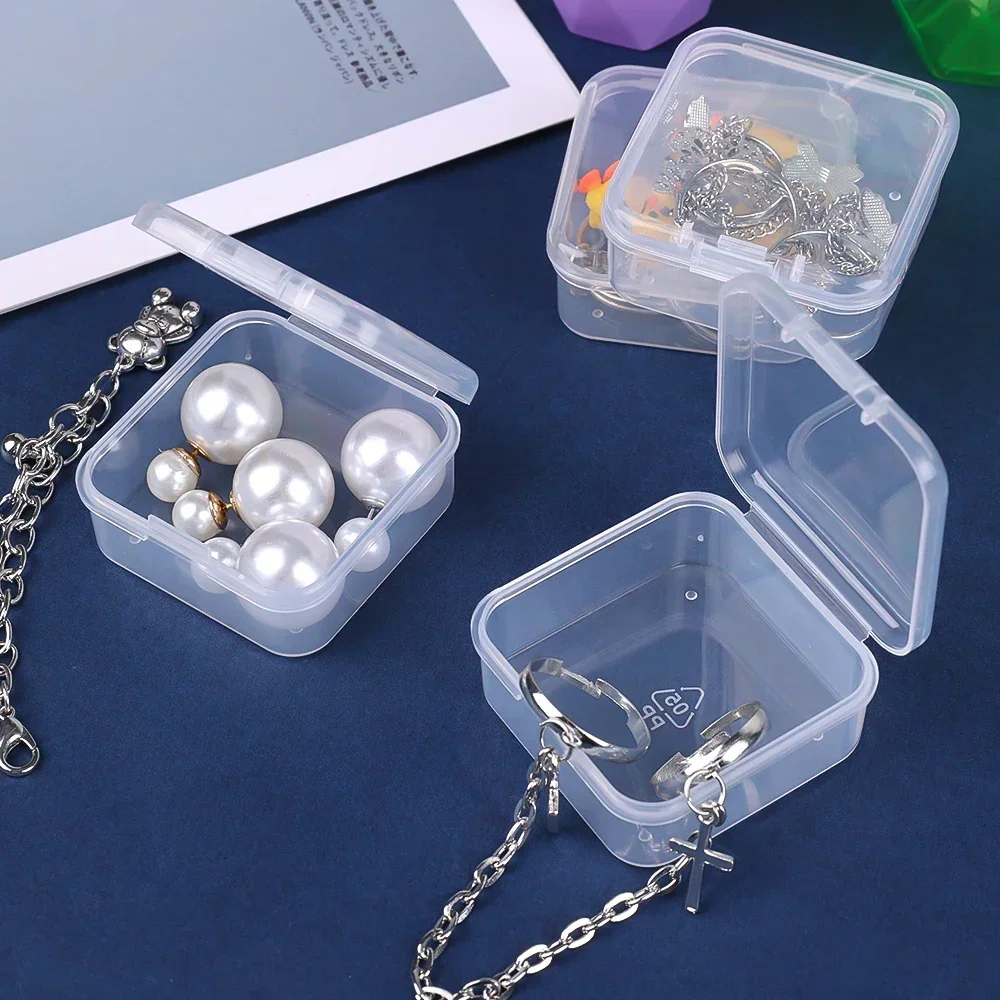 6/60PCS Mini Kunststoff Box Transparent Quadratischen Lagerung Container Fall Tragbare Verpackung Display Box Verpackung für Schmuck perlen