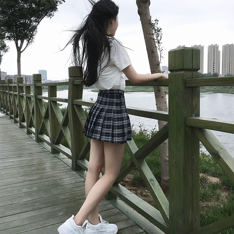 Harajuku 0 Vrouwen Plooi Rok 0 Preppy Stijl Plaid 0Mini Leuke Japanse Schooluniformen Dames Jupe Kawaii