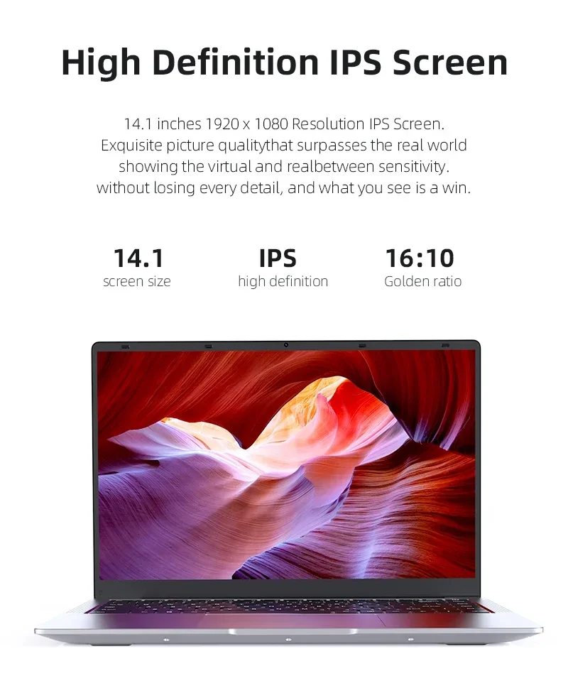 14.1" New Ultra Slim Laptop Computer Portable Windows 11 Intel Core i7-7500U Notebook 12GB RAM 1TB 2TB SSD Office Study Laptops