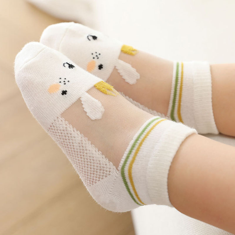 子供の漫画の動物の靴下、メッシュ、通気性、女の子、子供、夏、5ペア