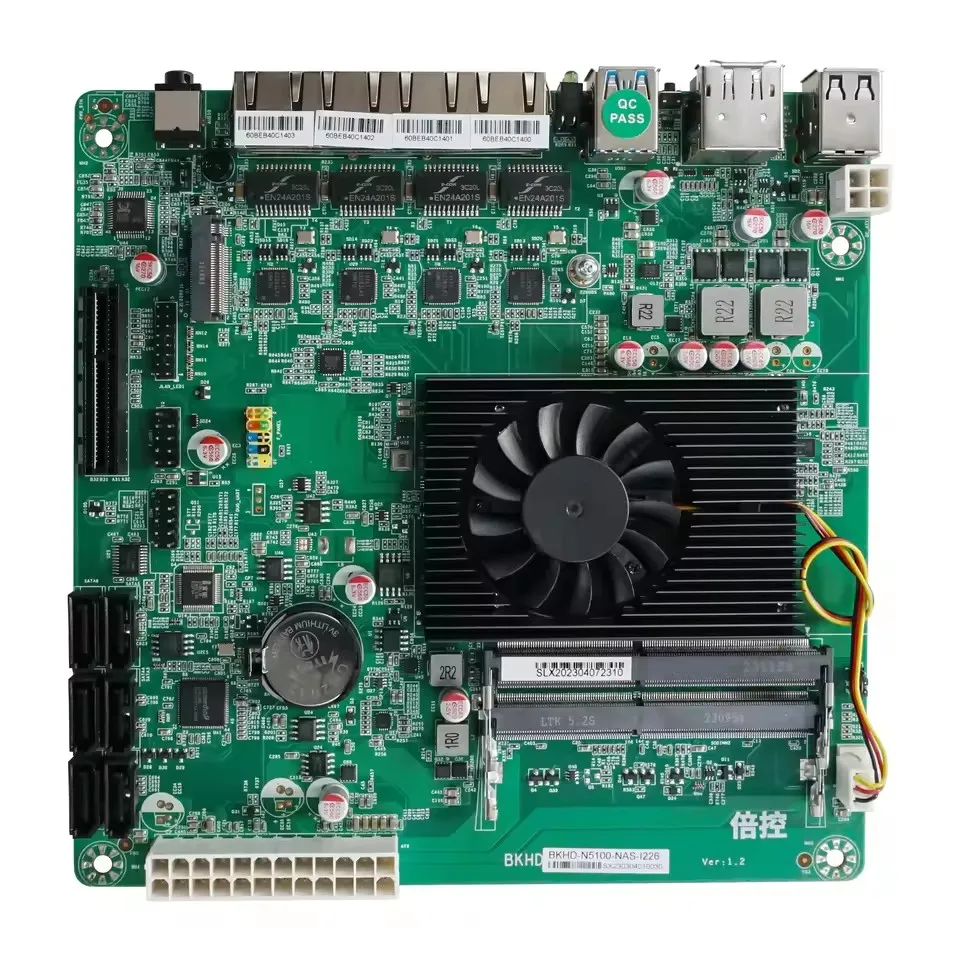 Topton NAS Moederbord N5105,4x Intel i226 2,5Gbps LAN,1*PCIE 4x, 6*SATA3.0,2*DDR4, HDMI2.0 DP, Mini ITX Soft Router VPN Openwrt