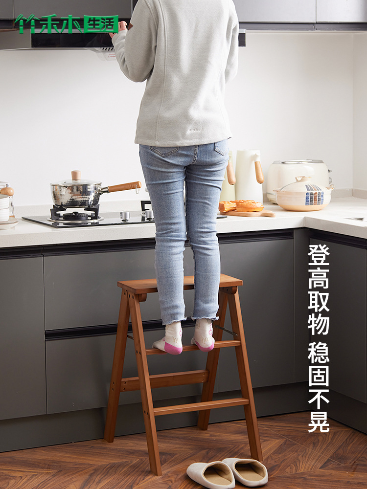 Ladder stool folding stool household ladder kitchen high bench multi-function portable bar stool three steps