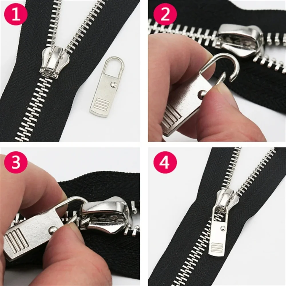 Destacável Zipper Pull Preto, Acessórios De Substituição Para Jeans E Mochila, Ferramentas De Costura, 5Pcs