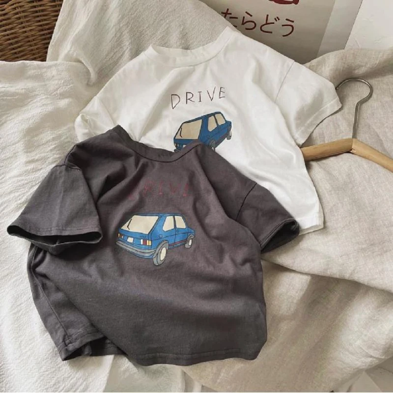 Car Pattern Baby Boys Girls Short Sleeve Tops Kids Tees Summer Clothing Loose Fashion Trendy Children's Wear T-shirt O-neck