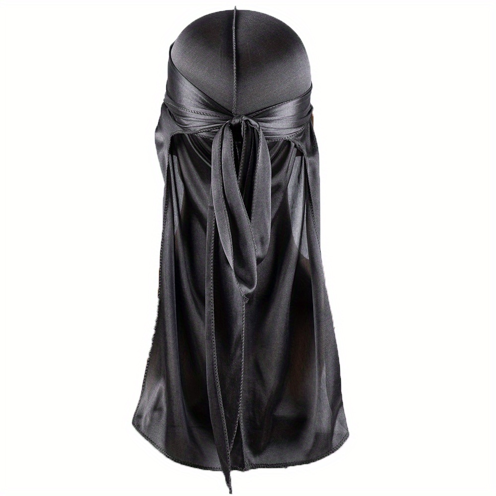 Heren zijden Durag Bonnet Bandana Silky Du Rag Doo Rag Long Tail Waves Cap