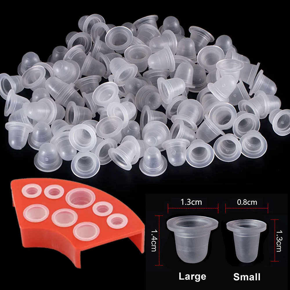 1000/500/100 шт. одноразовые силиконовые колпачки для тату-чашек с чернилами, держатель для пигментов, контейнер для колпачков с чернилами для татуировки, держатель, аксессуары для татуировки