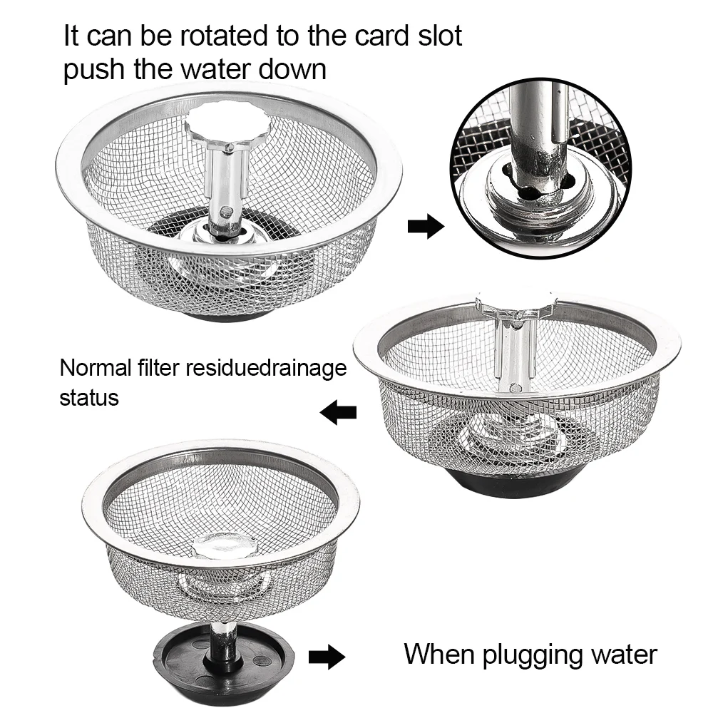 อ่างล้างจาน Strainers พร้อมที่จับอ่างล้างจานสแตนเลสท่อระบายน้ําตะกร้าเสียปลั๊กกรองตาข่ายกรองห้องน้ําท่อระบายน้ําชั้น