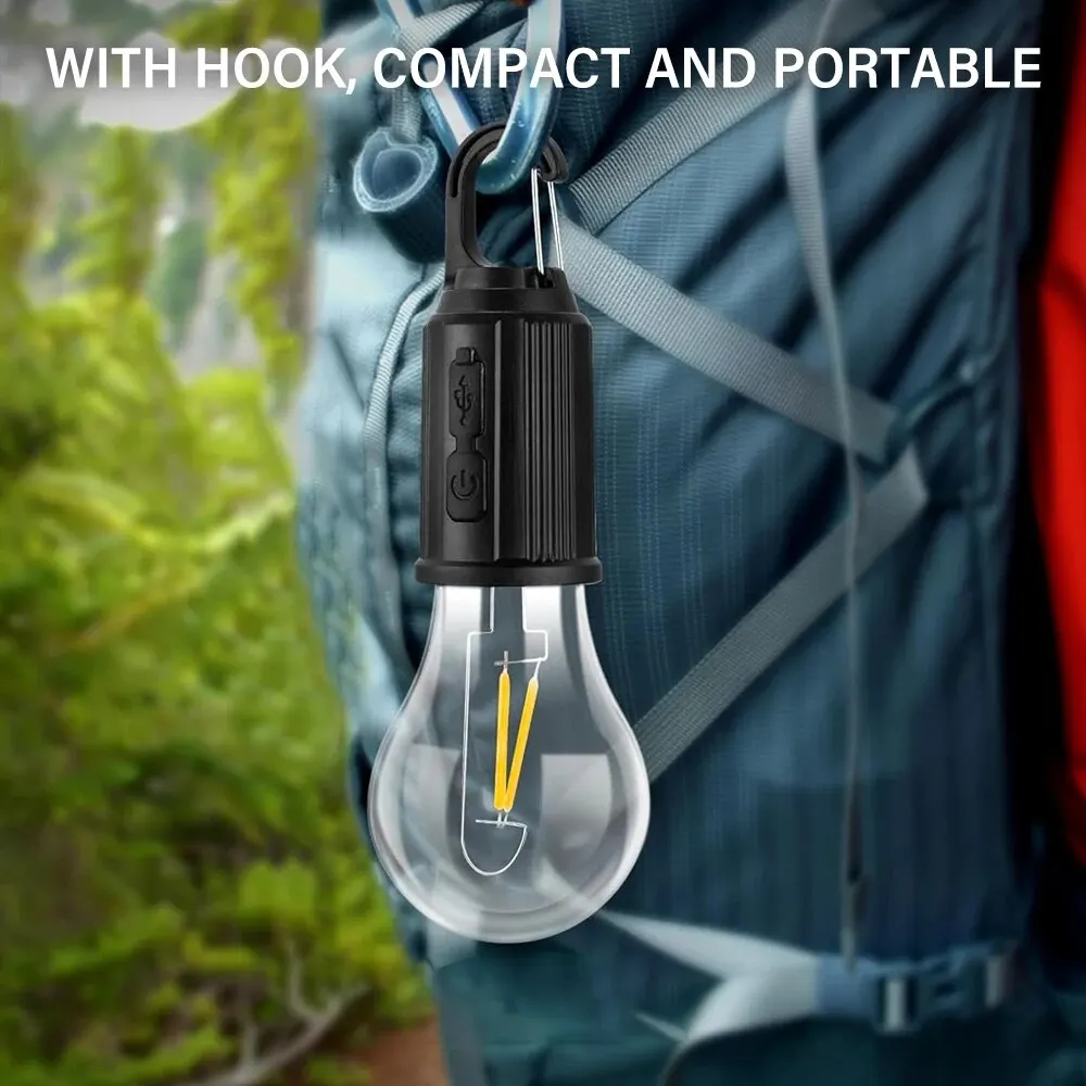 กลางแจ้ง USB ชาร์จไฟ LED หลอดไฟความสว่างสูงไฟฉุกเฉิน Hook Up Camping ตกปลาโคมไฟแบบพกพาไฟกลางคืน