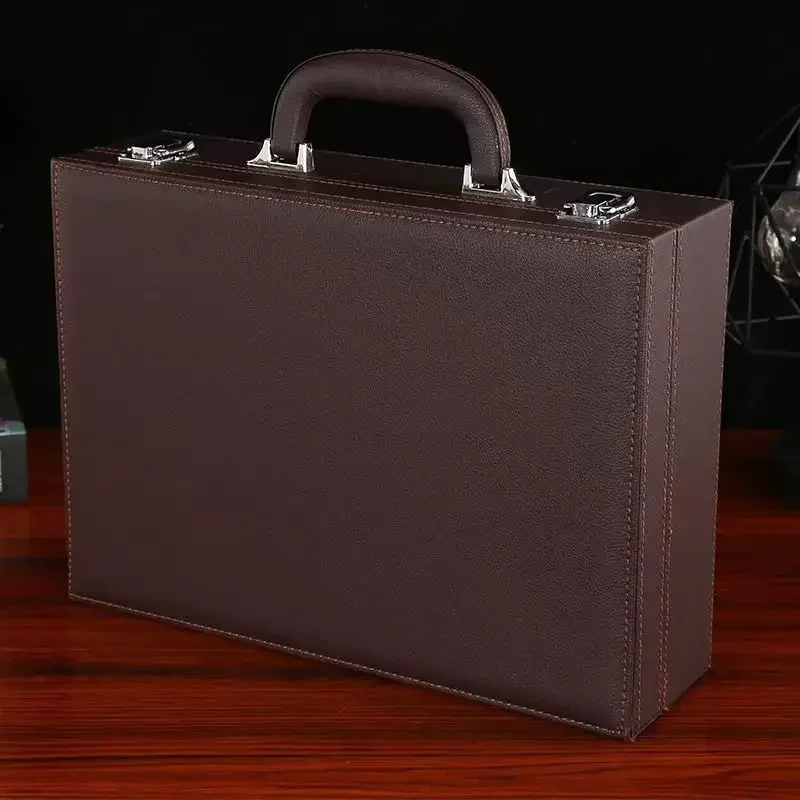 Herren Damen Handtaschen Raumlieferbox Werkzeugkasten Informationen Aufbewahrungstasche Koffer Schlüssel Leder Business Aktenbox