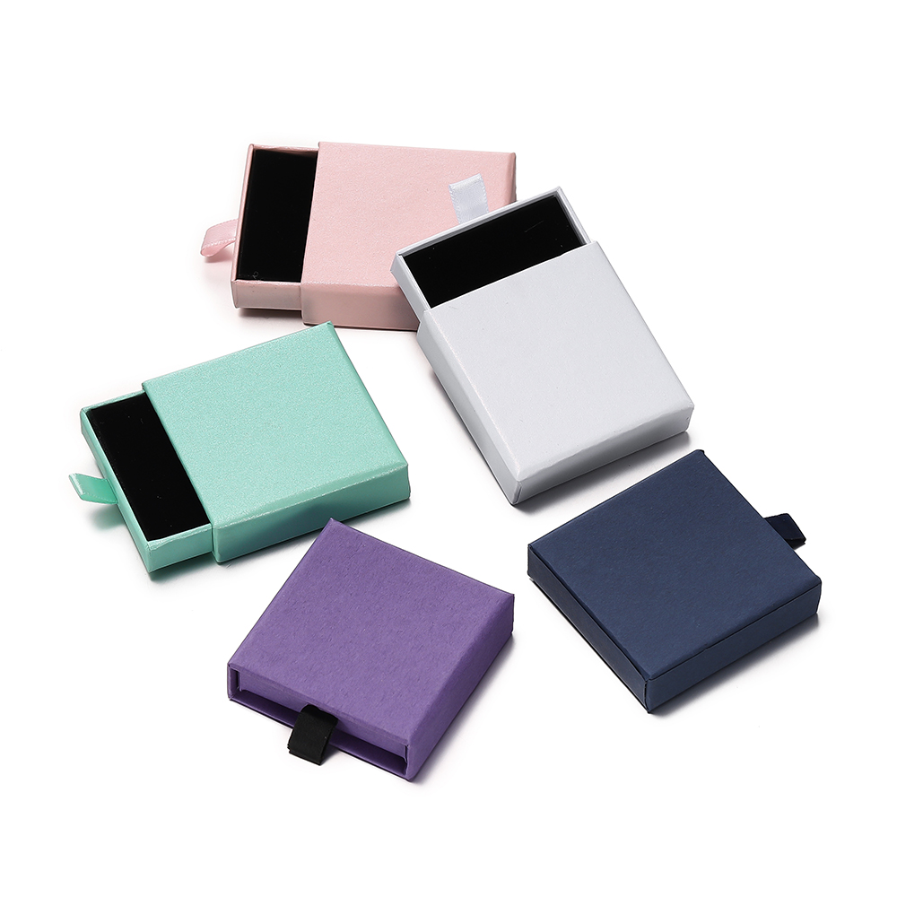 Creative ลิ้นชักกล่องบรรจุภัณฑ์เครื่องประดับสร้อยคอแหวนต่างหูสร้อยข้อมือจัดเก็บขาตั้งจอแสดงผลสีทึบกระดาษของขวัญกล่อง